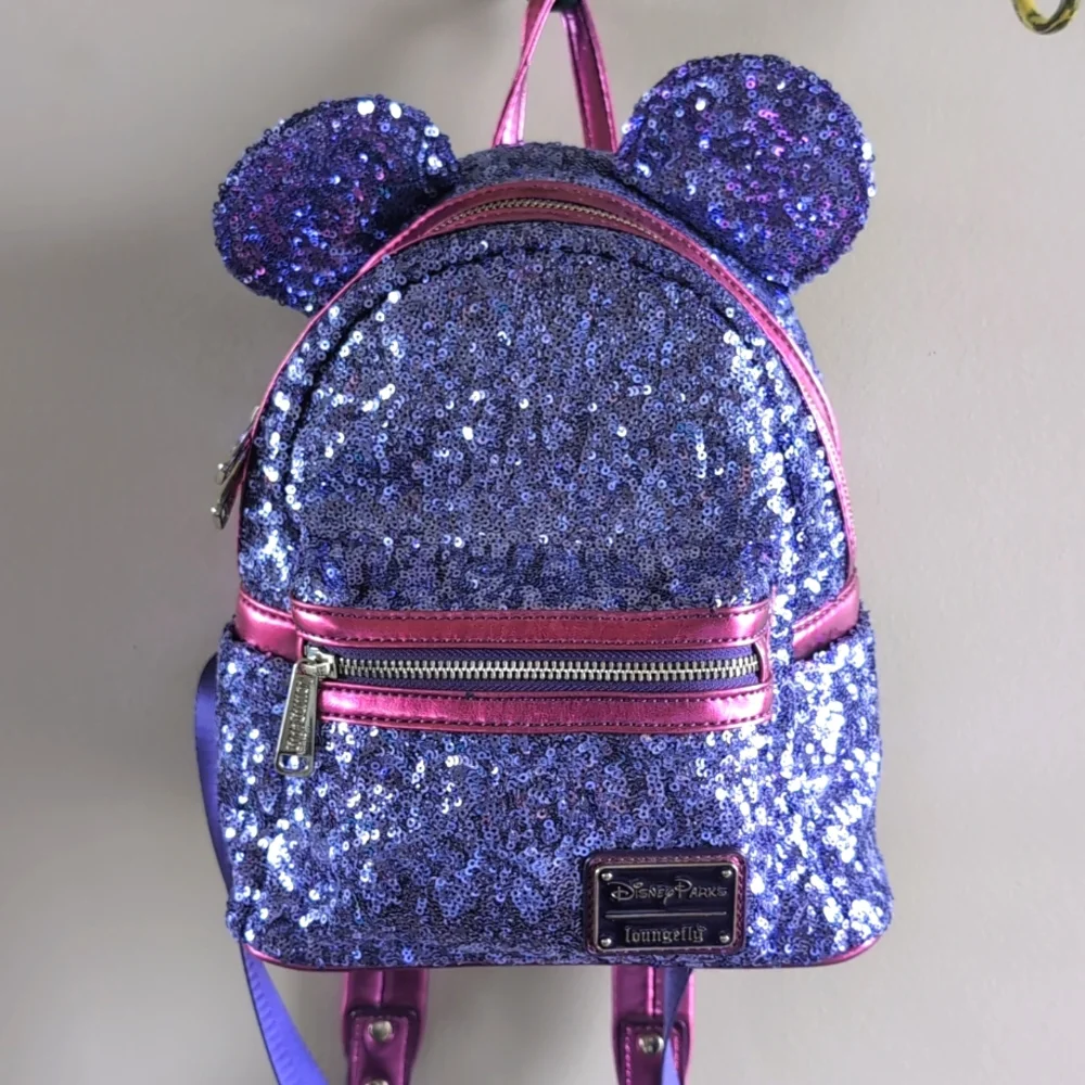 Disney Parks Loungefly Purple Potion Sequin Mini Backpack - Picture 1 of 16